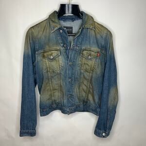 JOOP! Jeans Distressed Brown Washed Grunge Jean Jacket Sz 48